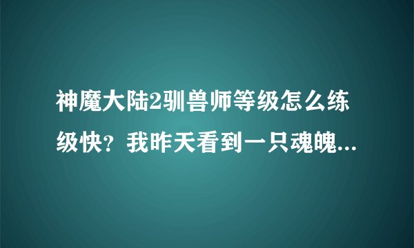 神魔大陆2驯兽师等级怎么练级快？我昨天看到一只魂魄既然抓不了。气死了