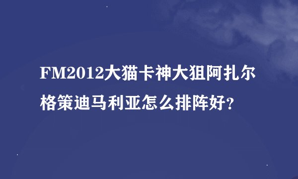 FM2012大猫卡神大狙阿扎尔格策迪马利亚怎么排阵好？