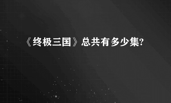 《终极三国》总共有多少集?