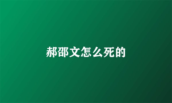 郝邵文怎么死的