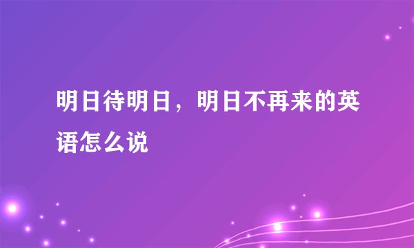 明日待明日，明日不再来的英语怎么说