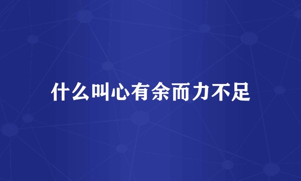 什么叫心有余而力不足