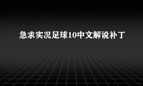急求实况足球10中文解说补丁