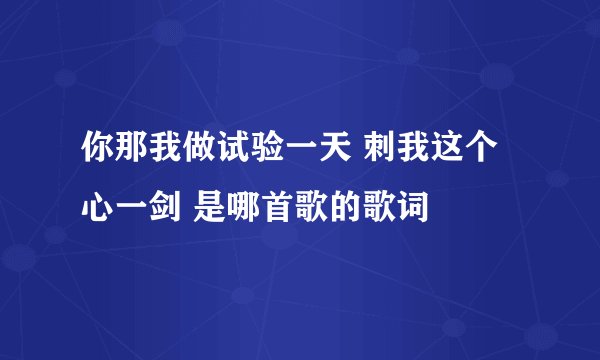 你那我做试验一天 刺我这个心一剑 是哪首歌的歌词