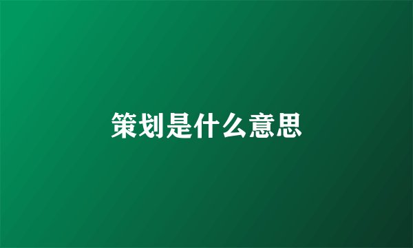 策划是什么意思