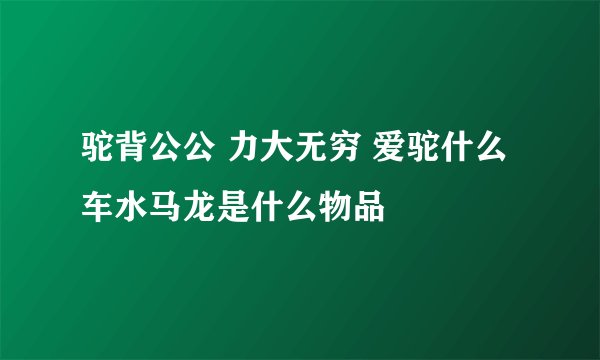 驼背公公 力大无穷 爱驼什么 车水马龙是什么物品