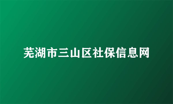 芜湖市三山区社保信息网