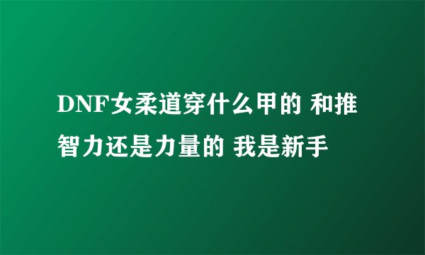 DNF女柔道穿什么甲的 和推智力还是力量的 我是新手