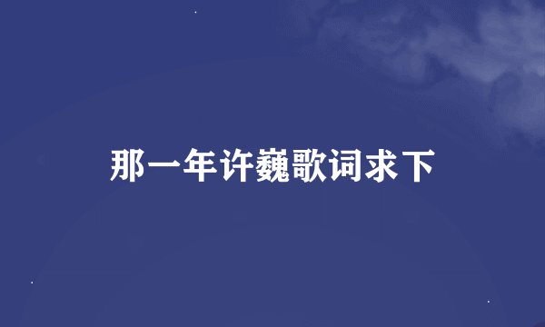 那一年许巍歌词求下