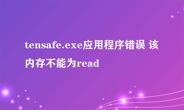 tensafe.exe应用程序错误 该内存不能为read