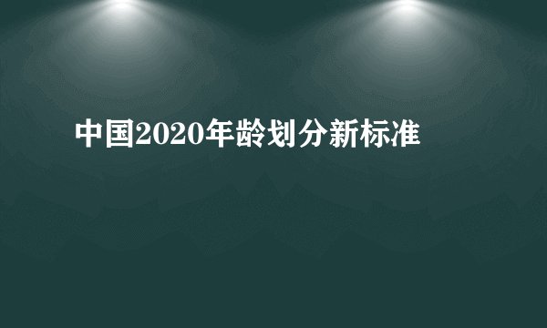 中国2020年龄划分新标准