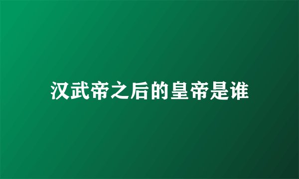 汉武帝之后的皇帝是谁