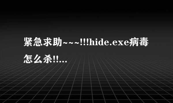 紧急求助~~~!!!hide.exe病毒怎么杀!!!~~~!!!急~~!急~~~~!急~~~!