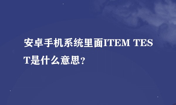 安卓手机系统里面ITEM TEST是什么意思？