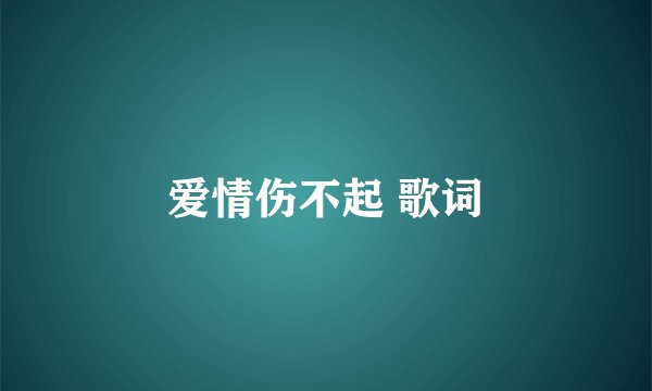 爱情伤不起 歌词