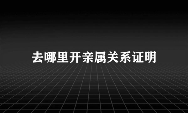 去哪里开亲属关系证明