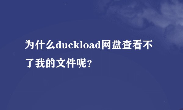 为什么duckload网盘查看不了我的文件呢？