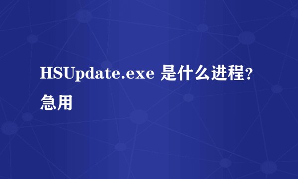 HSUpdate.exe 是什么进程？急用
