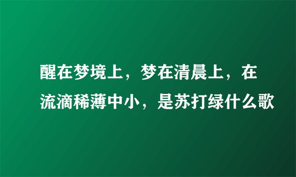 醒在梦境上，梦在清晨上，在流滴稀薄中小，是苏打绿什么歌