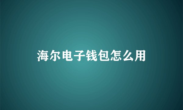海尔电子钱包怎么用