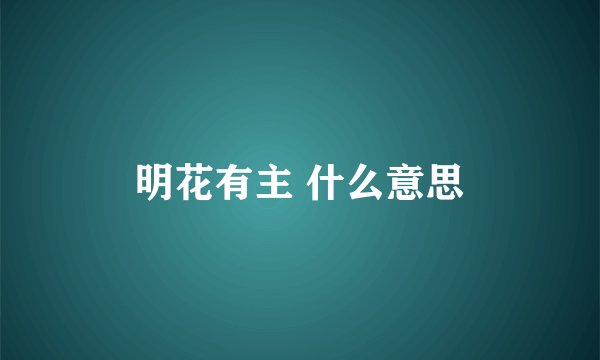 明花有主 什么意思