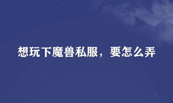 想玩下魔兽私服，要怎么弄