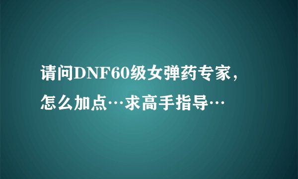 请问DNF60级女弹药专家，怎么加点…求高手指导…