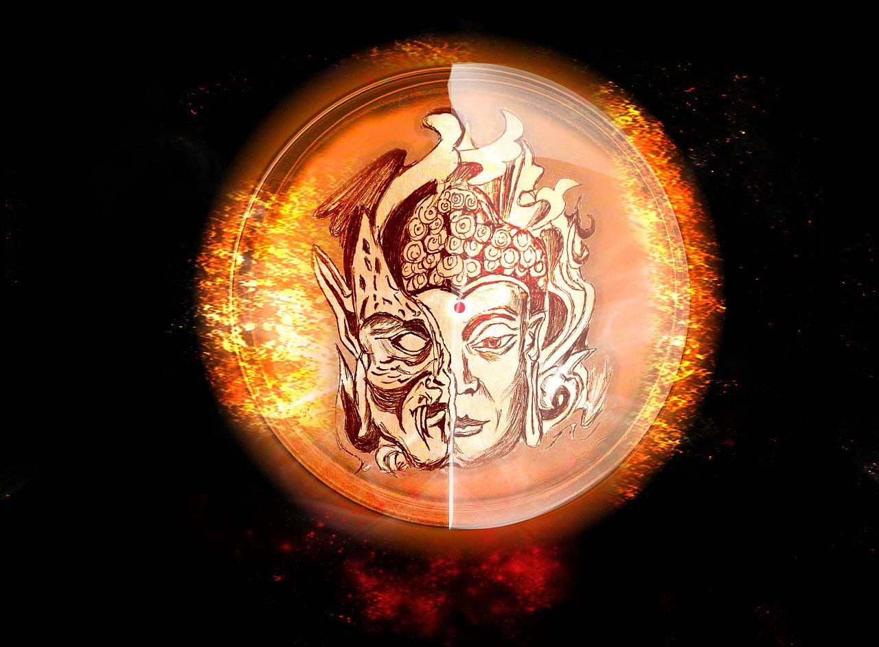 花开两生面 人生佛魔间 是什么意思