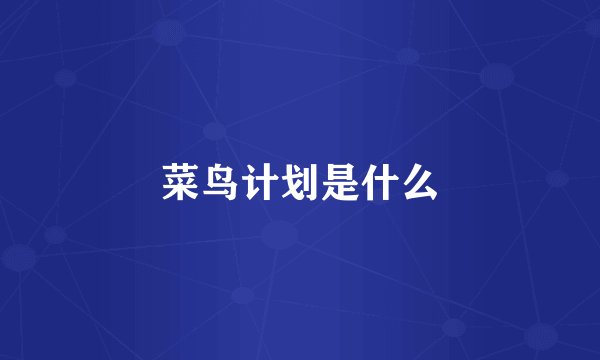 菜鸟计划是什么