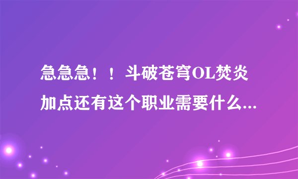 急急急！！斗破苍穹OL焚炎加点还有这个职业需要什么属性装备！！求详细解答！！