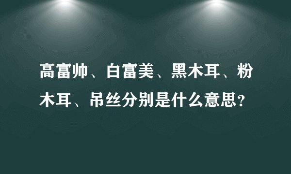 高富帅、白富美、黑木耳、粉木耳、吊丝分别是什么意思？