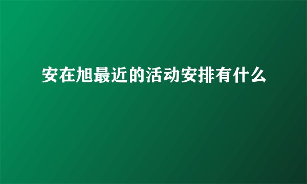 安在旭最近的活动安排有什么