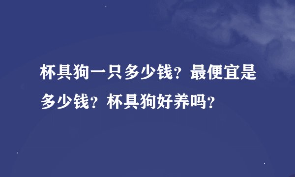 杯具狗一只多少钱？最便宜是多少钱？杯具狗好养吗？