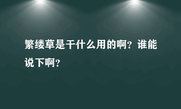 繁缕草是干什么用的啊？谁能说下啊？