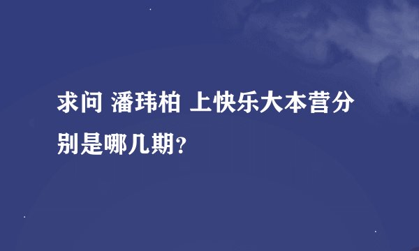 求问 潘玮柏 上快乐大本营分别是哪几期？