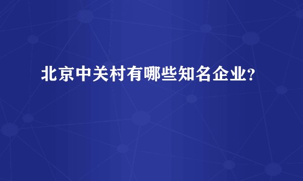 北京中关村有哪些知名企业？