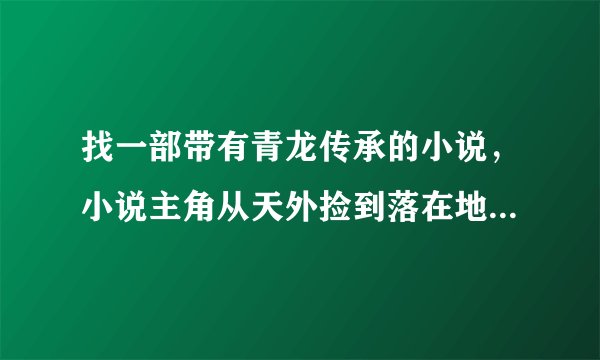 找一部带有青龙传承的小说，小说主角从天外捡到落在地球的一个陨石，