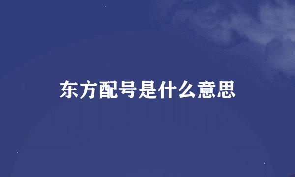 东方配号是什么意思