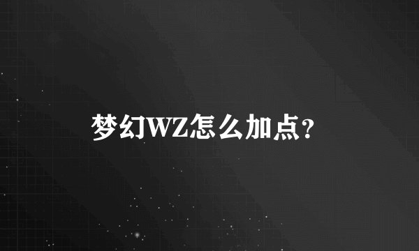 梦幻WZ怎么加点？