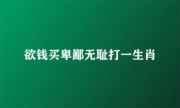 欲钱买卑鄙无耻打一生肖