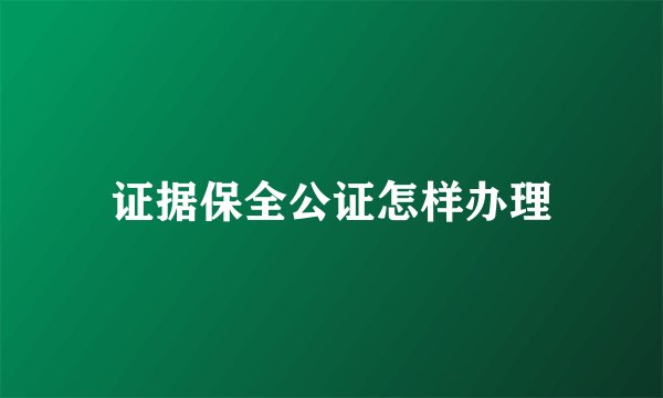 证据保全公证怎样办理