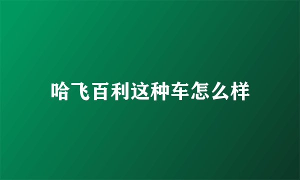 哈飞百利这种车怎么样