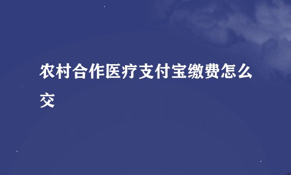 农村合作医疗支付宝缴费怎么交