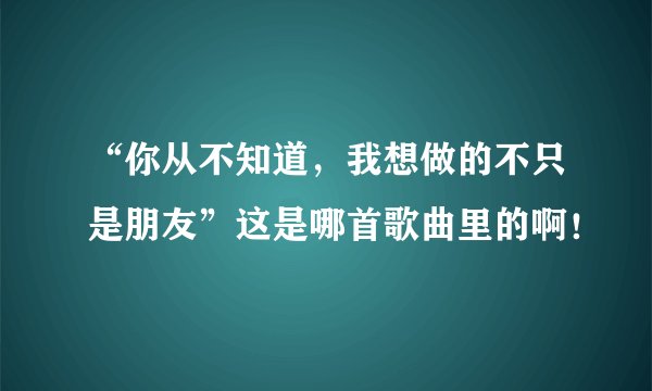 “你从不知道，我想做的不只是朋友”这是哪首歌曲里的啊！