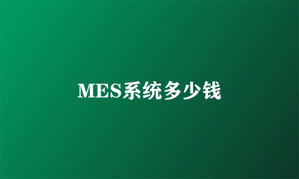 MES系统多少钱