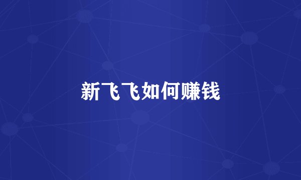 新飞飞如何赚钱