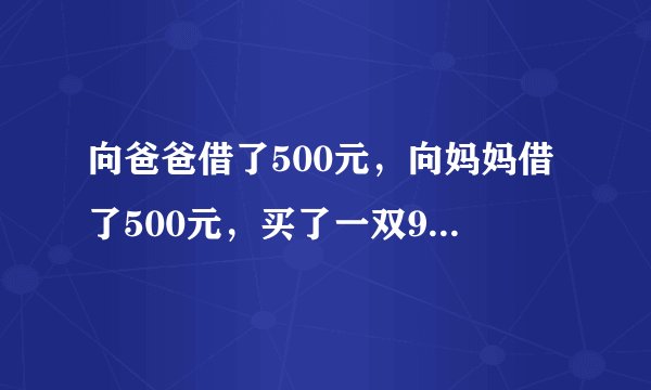 向爸爸借了500元，向妈妈借了500元，买了一双970的皮鞋，还剩30，还爸爸1...