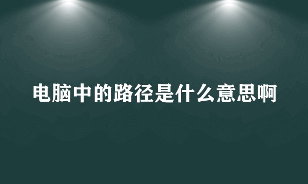电脑中的路径是什么意思啊
