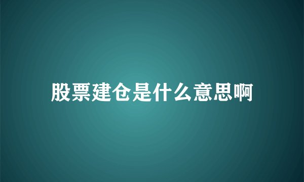 股票建仓是什么意思啊