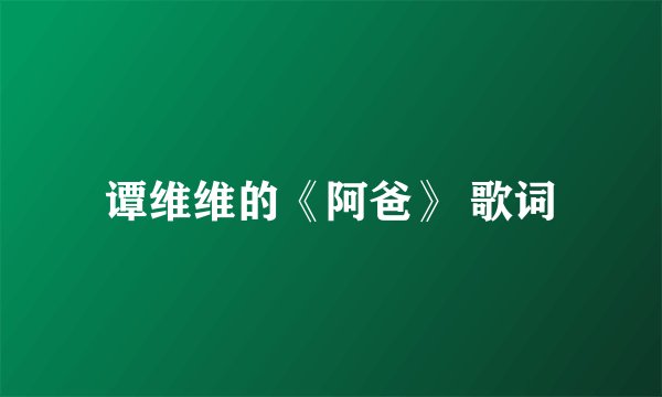 谭维维的《阿爸》 歌词